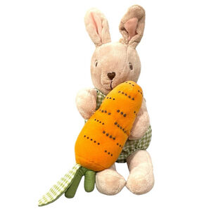 Ikea Bunny Minnen Kanan Rabbit Plush Carrot Rattle Baby Toy Lovey Plaid Easter